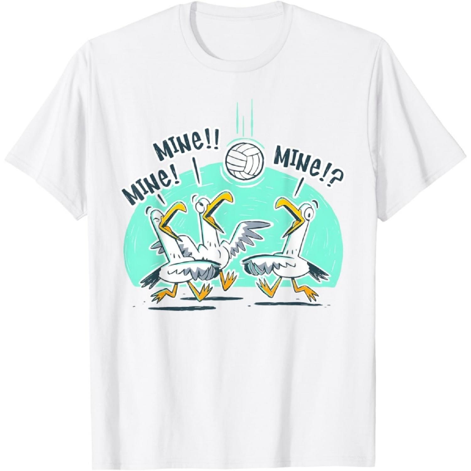 Смешная футболка с птицей, играющей в волейбол S