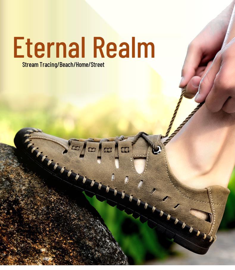 Men's Plus Size Casual Breathable Summer Sandals - Soft Sole Perforated Design