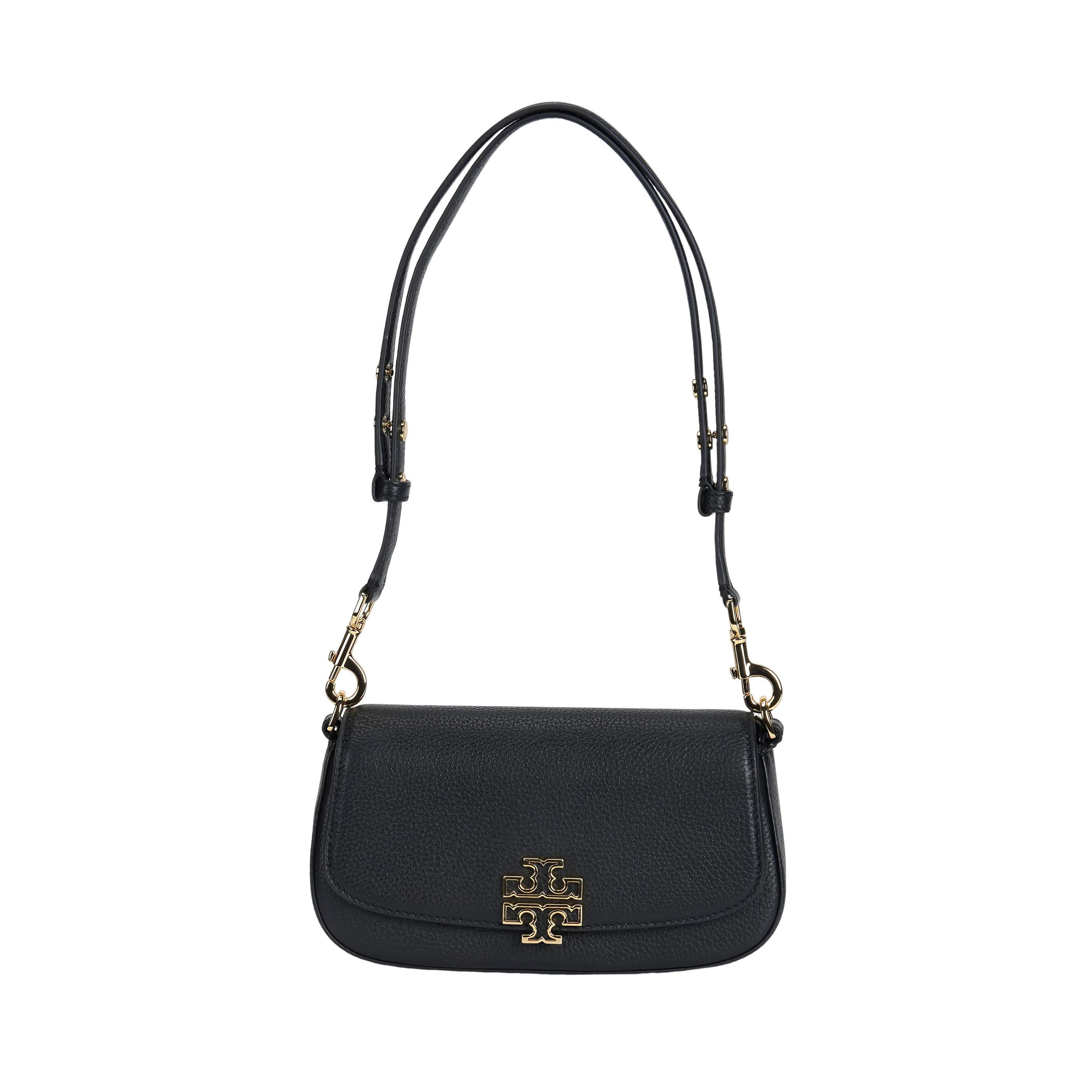 

Tory Burch Britten Flap Closure Leather Shoulder Bag Women Shoulder Bag Black Black-Gold 138772-001 Basic Set (Bag+Dust Bag)