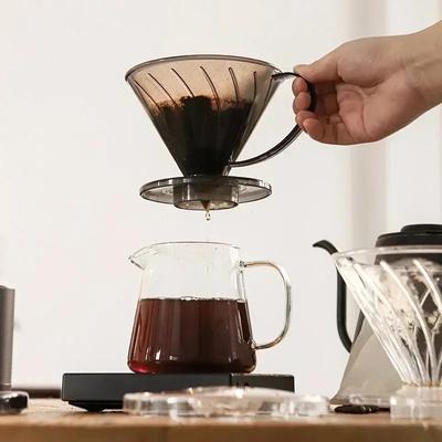 Hand Brewed Coffee Filter Cup Plastic Reusable Espresso Coffee Dripper Funnel Barista Brewing Tools Funnel Filters Coffeeware