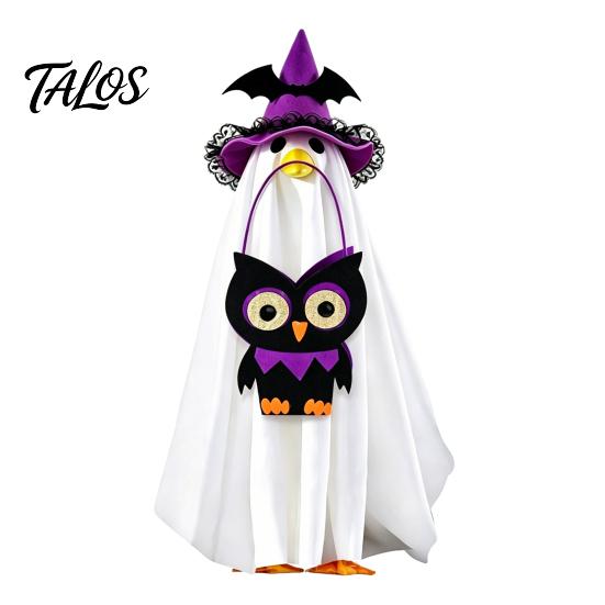 Talos Halloween Ghost Goose Costume, Wizard Hat, Cape, Pumpkin Candy Bag, Outdoor Yard Decoration for Statue or Garden Display