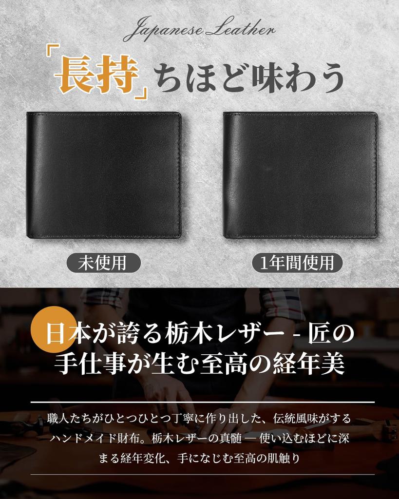 Popular Genuine Large YKK Coin Made by Top Leather For Good Day Gift [Tochigi Leather] Men's Wallet, Bi-fold, Brand, Leather, Capacity, Zipper,