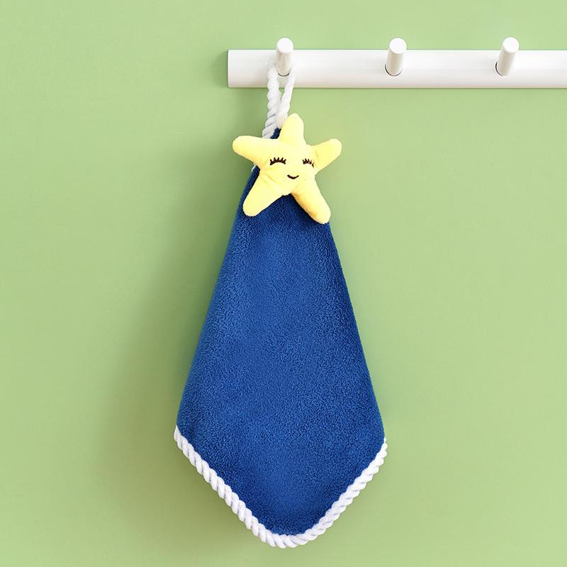1/4Pcs Cute Blue Dinosaur Hanging Type Super Absorbent Coral Towel Cute Cartoon Design For Home Use Baby Hand Cleanning Wipe