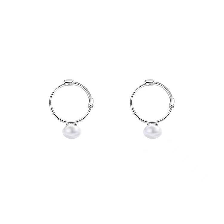 925 Sterling Silver Freshwater Pearl Hoop Stud Earrings - Elegant, Simple Ear Jewelry Accessories