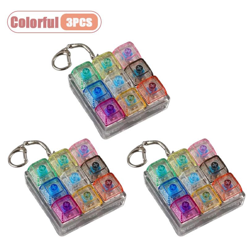 Mechanical Keyboard Switch Tester Keychain Fidget with LED Light DIY Keycap Stress Relief Clicker for Office Desk Anxiety Gift
