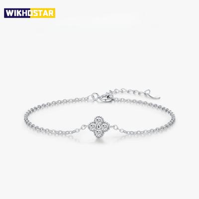 925 Sterling Silber Exquisites Glücksklee CZ Gliederarmband Stapelbar Süßes Armband für Frauen Täglicher Feinschmuck