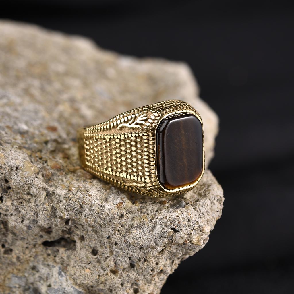 R3271 Para Hombre/Mujer Alta Calidad Acero Inoxidable 316L Múltiples Colores Estilos de Piedras Preciosas Anillos de Ónice Joyería Clásica Tendencia de Moda