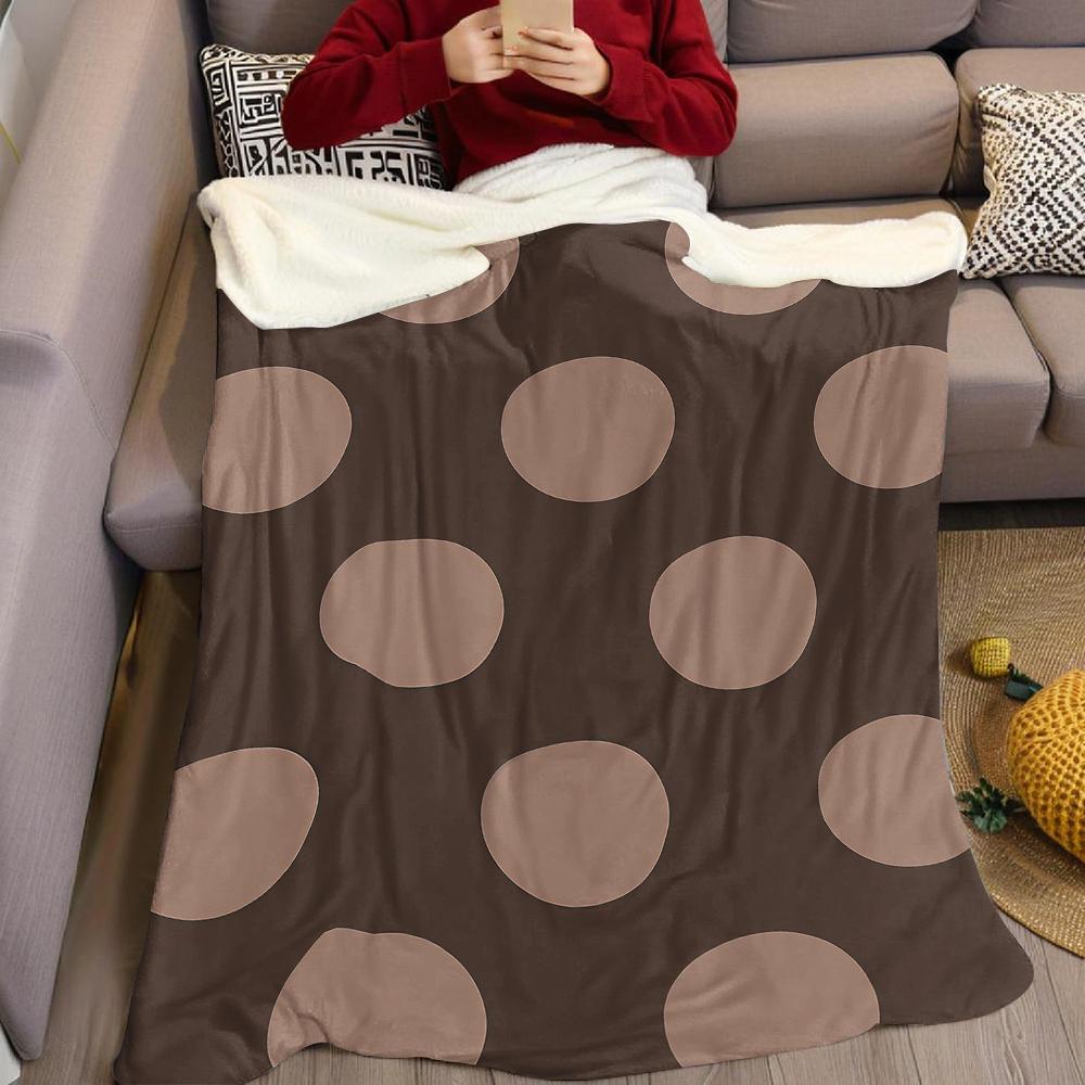 Brown Background With Dots Flannel Blanket Warm Soft Halloween Christmas Couch Warm Cozy Decorative Decor Gift For All Season