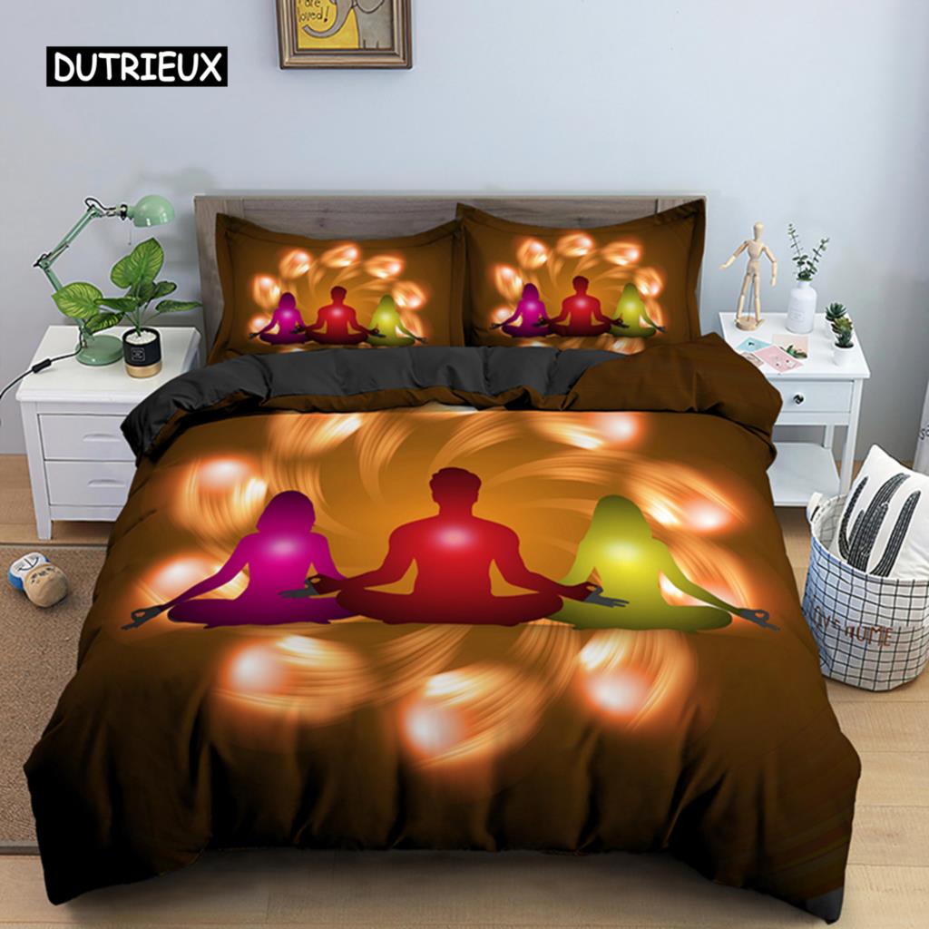 

Family Buddha Bed Cover Collection Mandala Quilt Cover Luxury Twin Size King Size Size Bed Sets Boho Chic Bedclothes 2/3pcs With Pillowcase EU single(135x200cm)