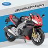 Scară 1/18 Welly Aprilia RSV 4 Fabrică Model de motociclete din aliaj Modele de vehicule de jucărie din metal Model de motocicletă Colectie de simulare înaltă Cadouri pentru copii