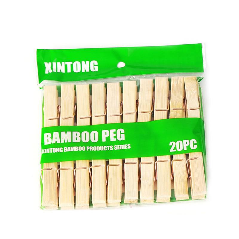 

20-Pack Multi-Functional Bamboo Clothes Drying Clips - Windproof for Clothes and Socks
