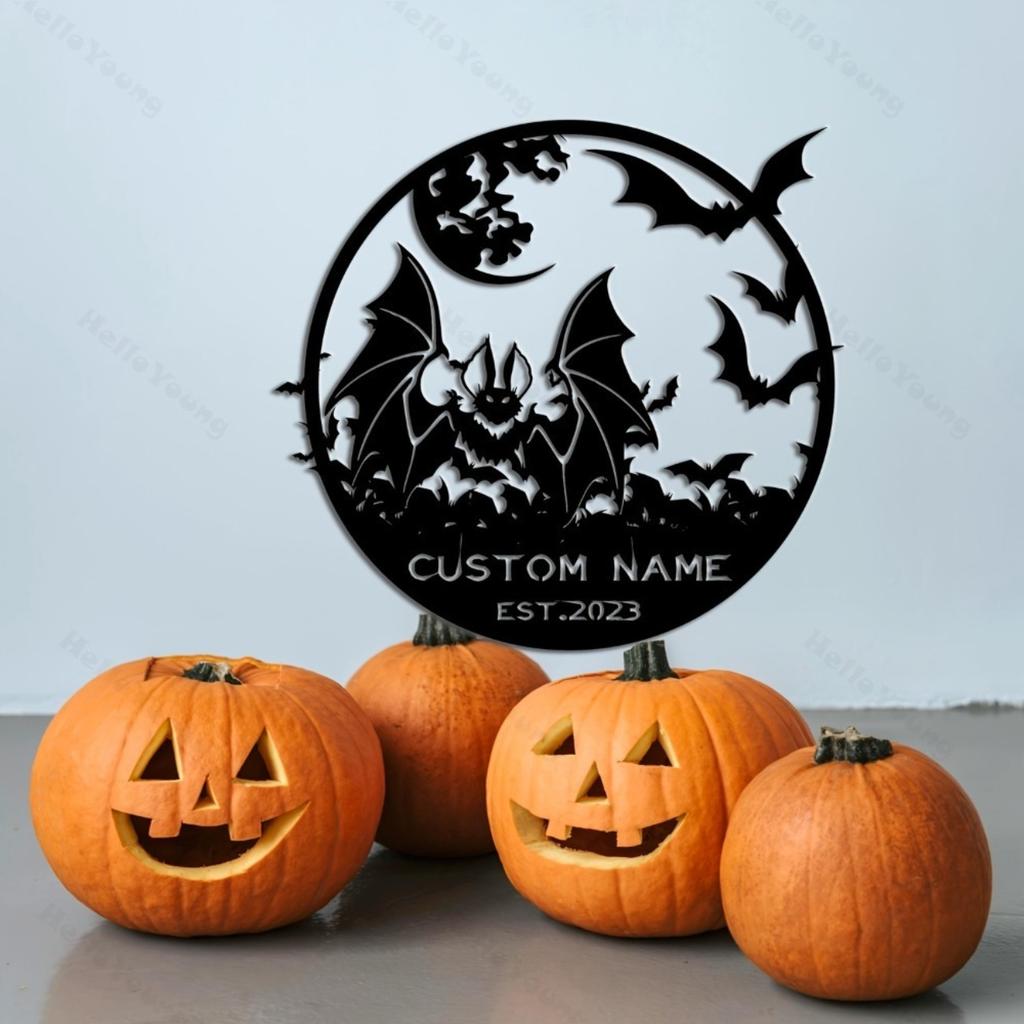 Bat Silhouette Metal Sign, Fairy Tale Surname Decor, Hot Sale for Home Garden Wall