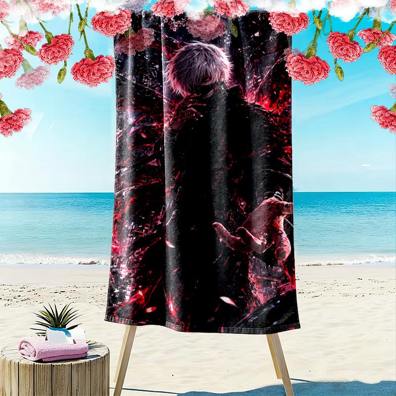 Ken kaneki anime Print Beach Towel, Large Soft Quick Dry Towel for Beach Camping Swimming