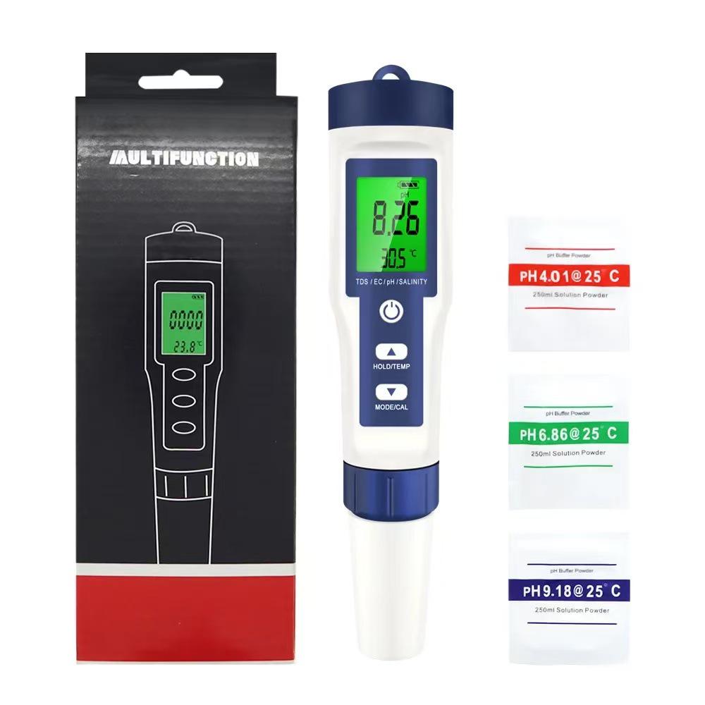 EZ-9909A 5-in-1 Waterproof Salinity Meter with Backlight for Aquariums & Seawater