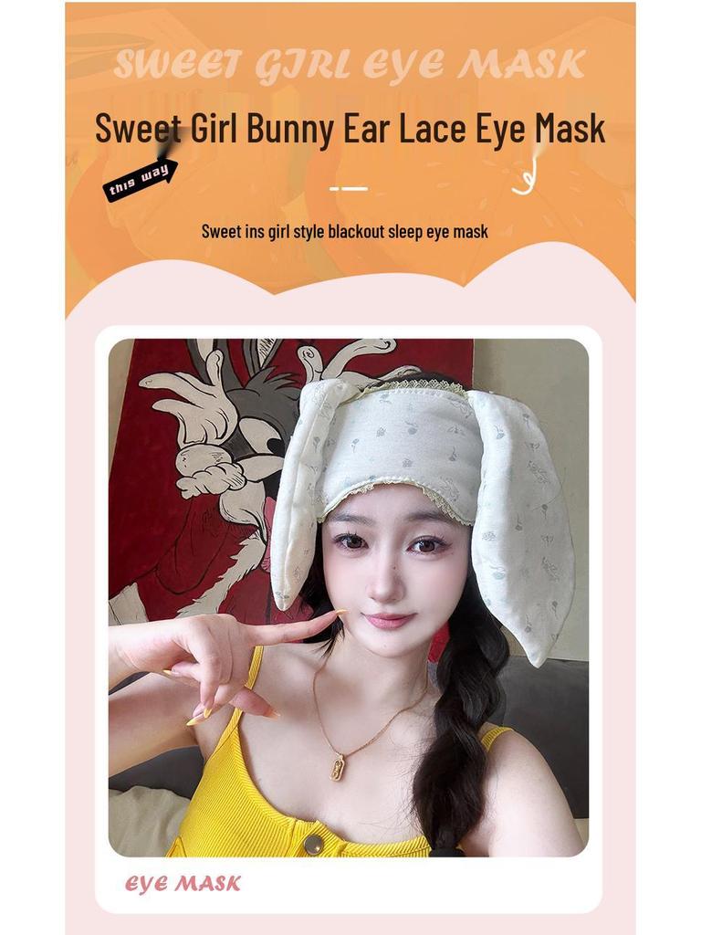 Adorable Bunny Ears Lace Eye Mask - Women's Anime Cartoon Sleep Shade