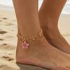 IngeSight.Z Boho Pink White Blue Flower Tassel Pendant Anklet Foot Chain for Women Summer Beach Barefoot Chains Fashion Jewelry