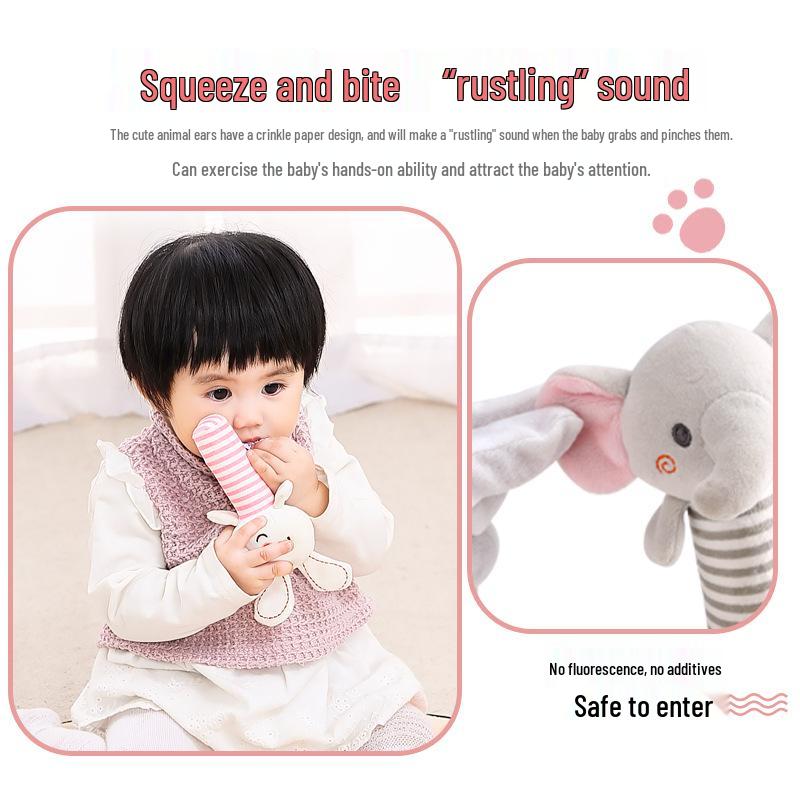 Happy Monkey Baby Soft Animal Hand Rattle Stick - Soothing, Non-Deforming, Easy Grip Toy