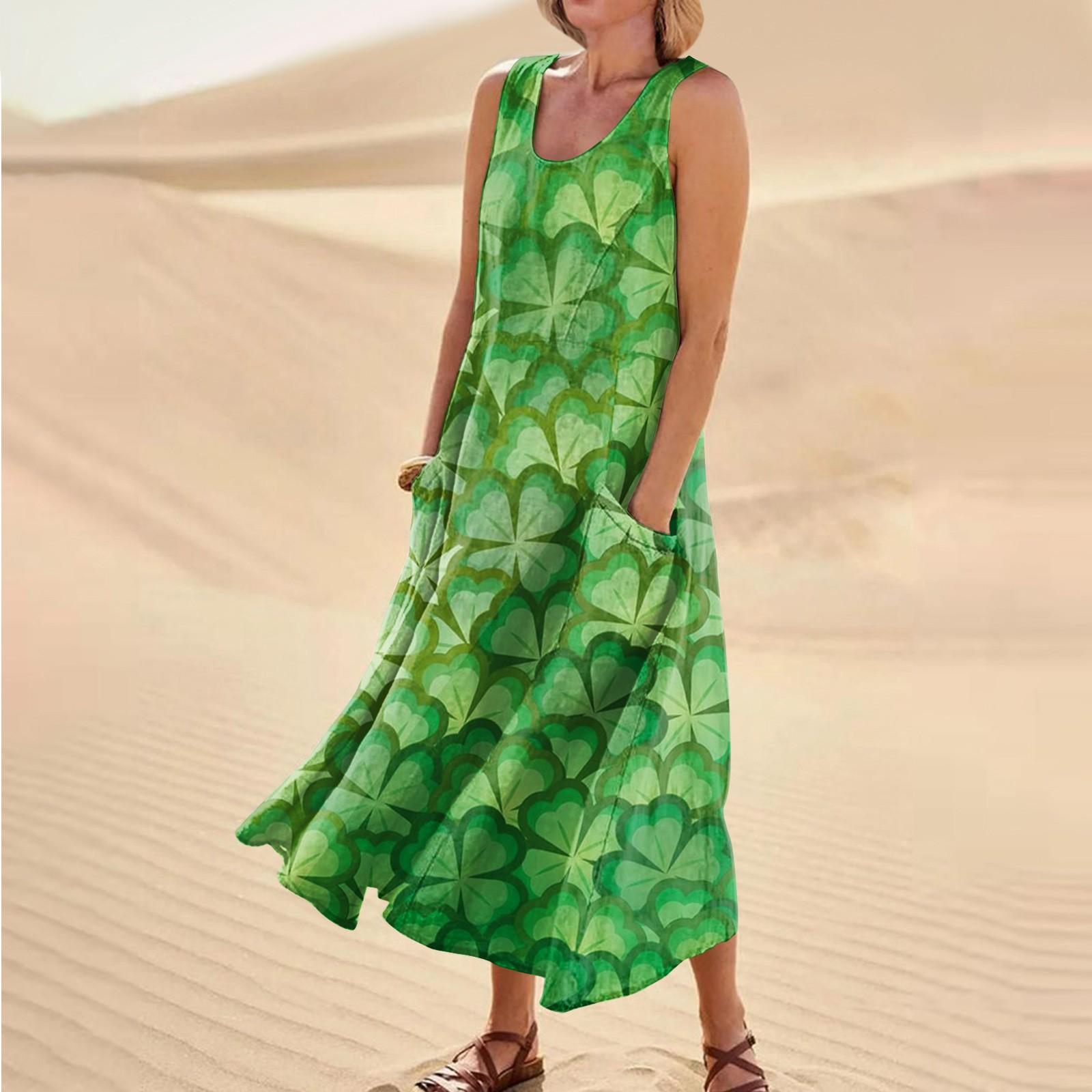 

Женская повседневная одежда Comfort St. Карманное платье без рукавов с принтом ко Дню Святого Патрика M