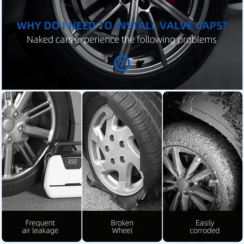 Car Sticker 2025 Hot Automobile  Aluminum Wheel Tire Valve Stem Caps Airtight Covers For Tesla Model 3 Model X Y Style Roadster