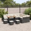 Ensemble de canapés de jardin de 13 pièces avec coussins en rattan poly noir, Canapé de jardin 2 places avec rangement 3364390
