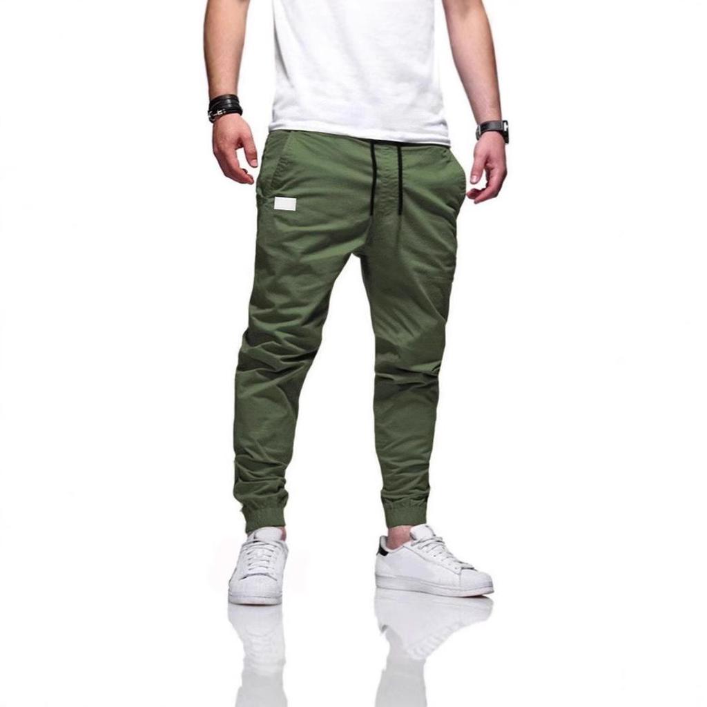 Pánské úzké pracovní kalhoty jednobarevné s manžetami - Ležérní kolekce 2024