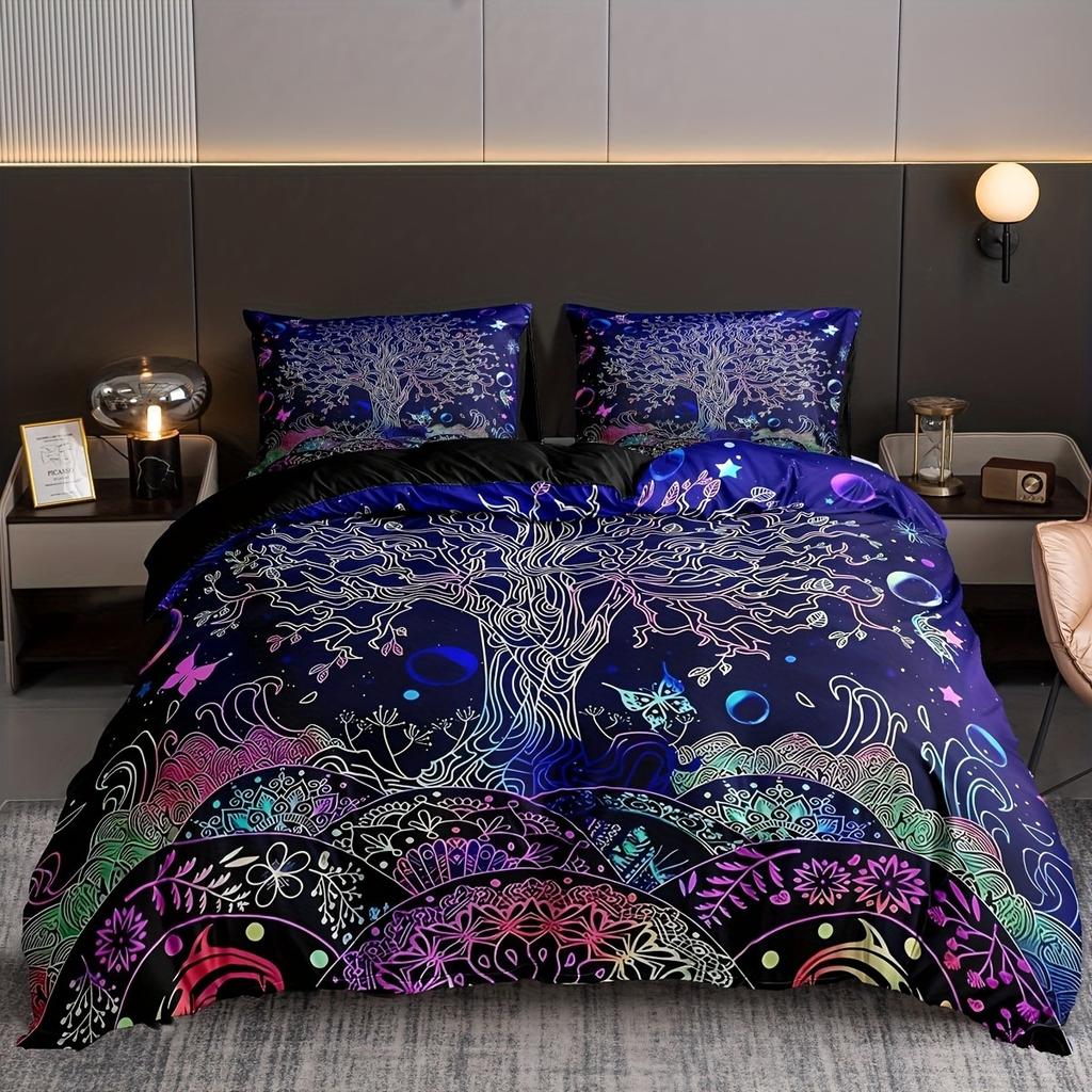 Tree of Life Duvet Cover Set Soft and Comfortable with Zipper Closure Perfect for Bedroom Guest Room and Dorm Decor