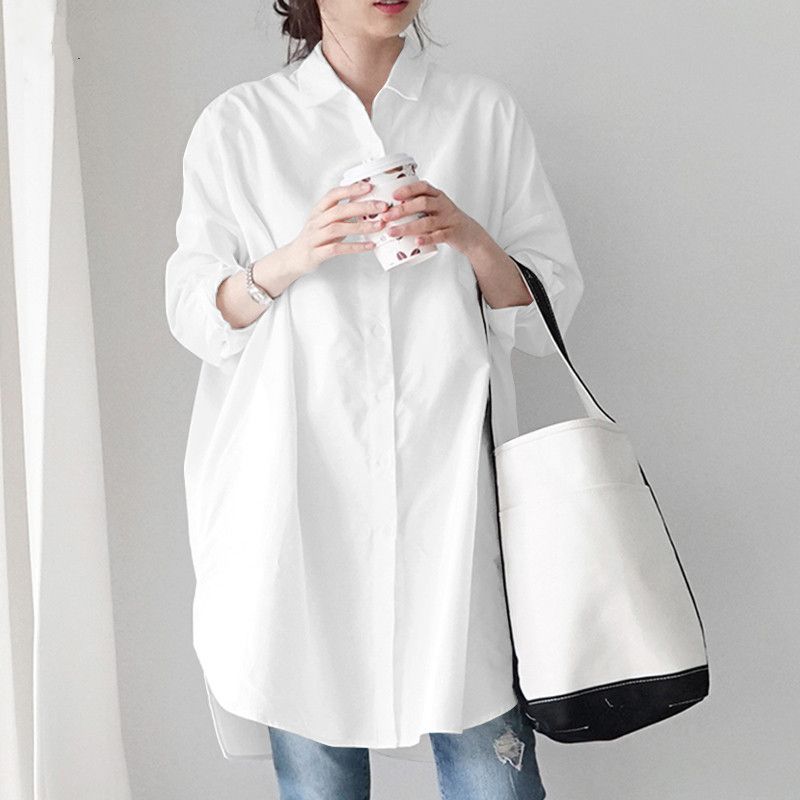 

Shirt Dress Plus Size Women s Clothing 100.00kg Spring and Summer Zen Loose Mid Length Long Length Long Sleeve Shirt Skirt Export Fashion White 5XL