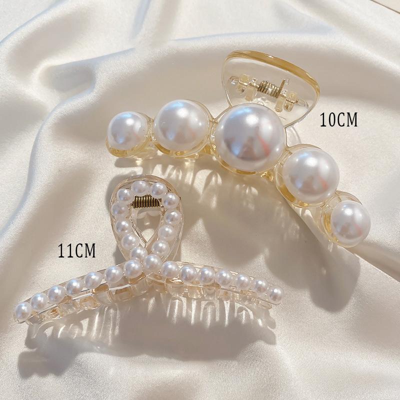 Vintage Pearl Clips Set Large Claw Korean Ponytail Big Barrettes Jaw Hairpins For Women Hair Accessories Hairgrip Gift