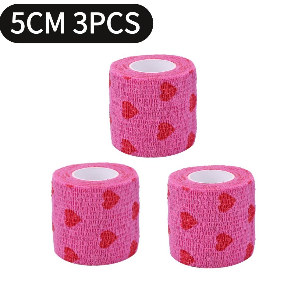 Rose Red Heart Rolls Bandages Elastic Nonwovens Bandage Non-woven Practical Beautiful Eco-friendly Elastoplast for Pets Animal