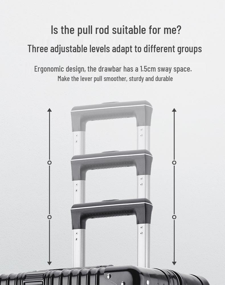 Aluminum Frame Luggage with Universal Wheels: 20", 24", 26" & 28" Carry-On Options for Students & Travelers
