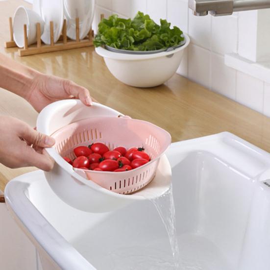 Eco-friendly Drain Basket Detachable Plastic Large Vegetable Washing Bowl Strainer for Home