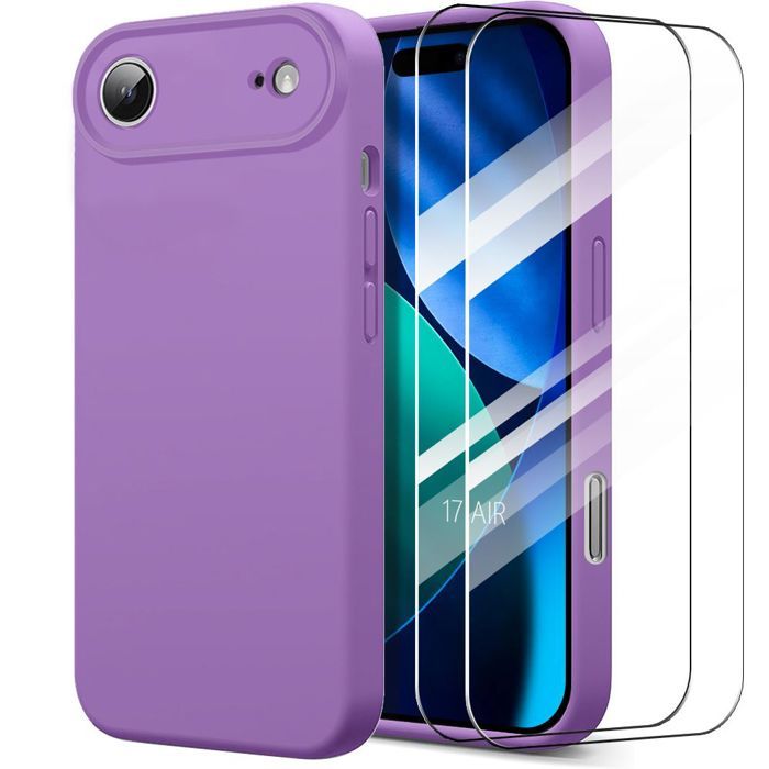 Schutzhülle - BOOLING - für iPhone Air - Weiches stoßfestes Silikon - Violett - 2 gehärtete Gläser