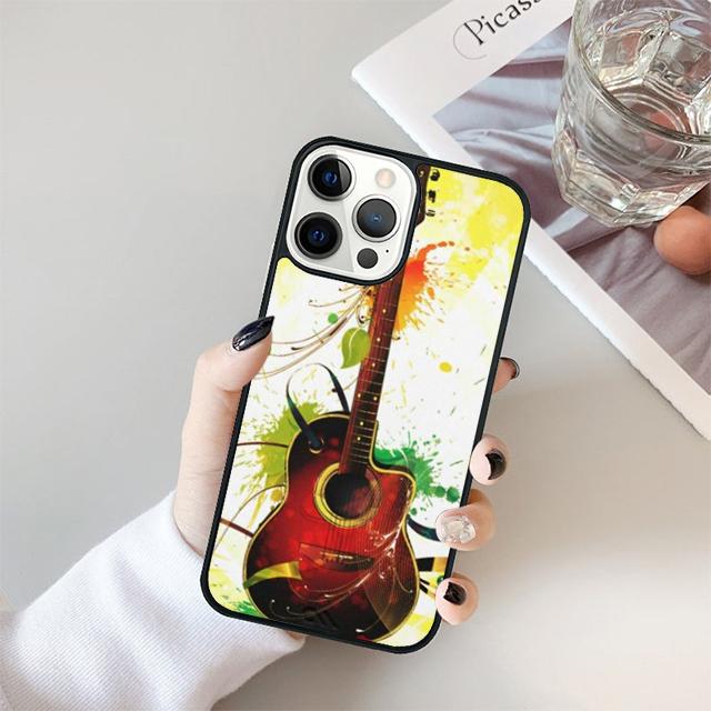 Guitar Music Black Soft Phone Case Cover For iPhone 17 Air 15 16 14 13 12 Pro Max 11 Pro Max Plus Coque Shell
