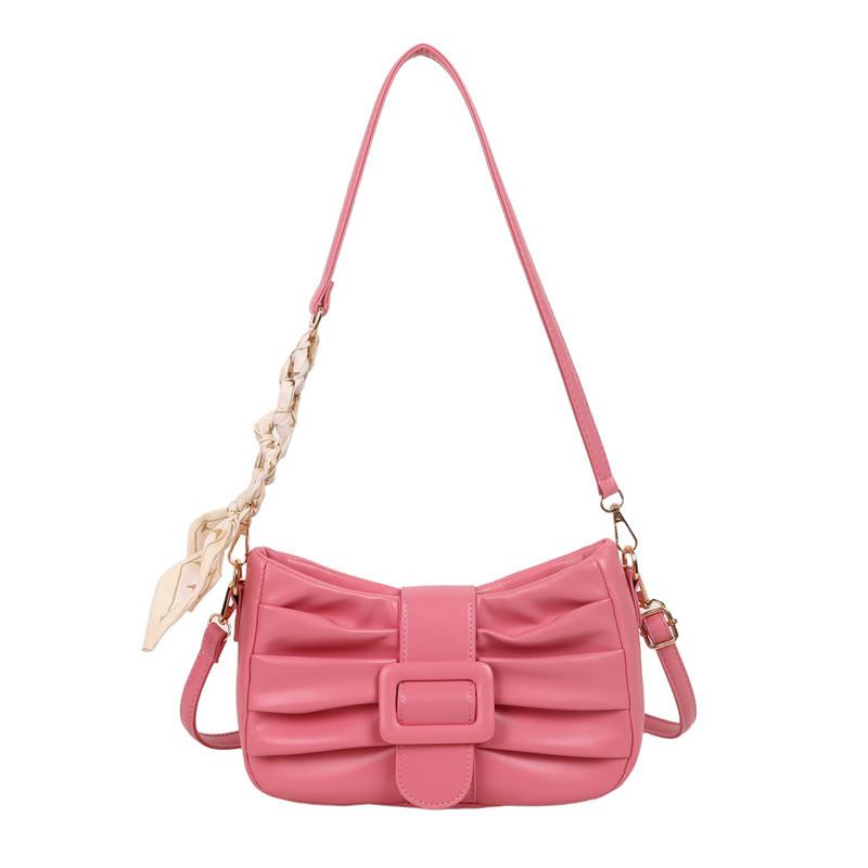 

2025 new niche design pleated bow underarm bag fashionable foreign versatile high-end messenger women s bag розовый