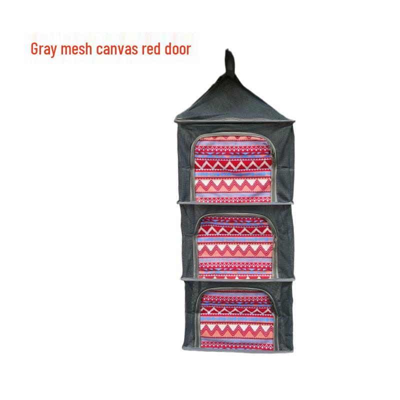 Four-Layer Outdoor Folding Drying Rack for Cutlery, Fruit, and Vegetables with Mosquito-Proof Hanging Net