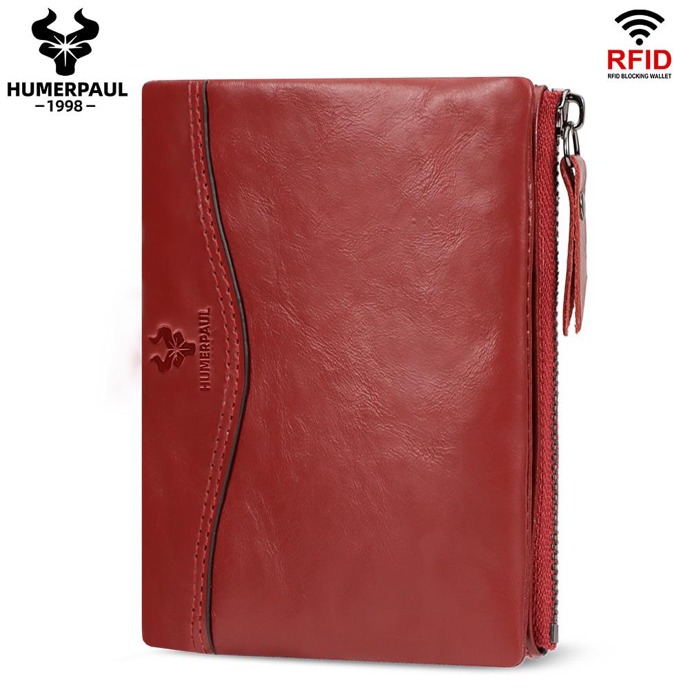 Humerpaul Women's Red Wallet 100% Cowhide Card Case