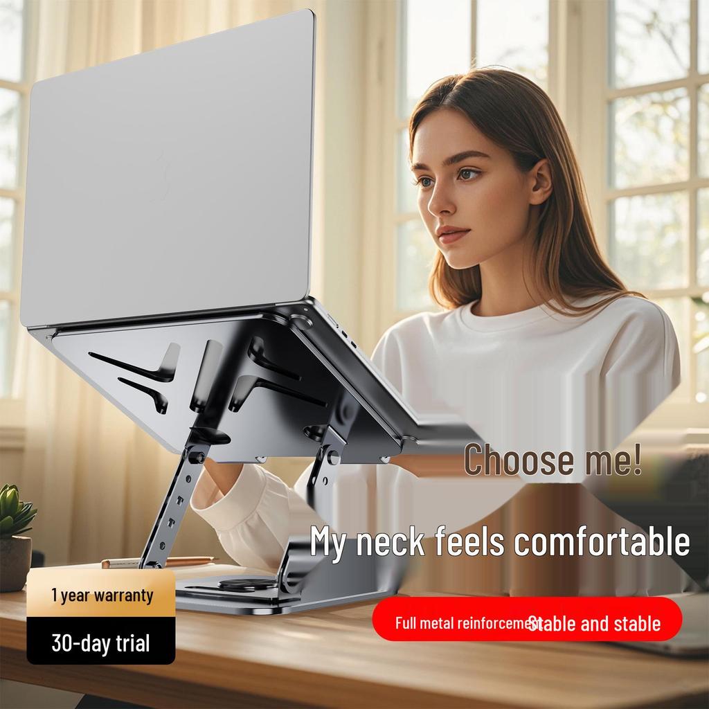 Adjustable Laptop Metal Stand with 360° Rotation and Telescopic Heightening Feature