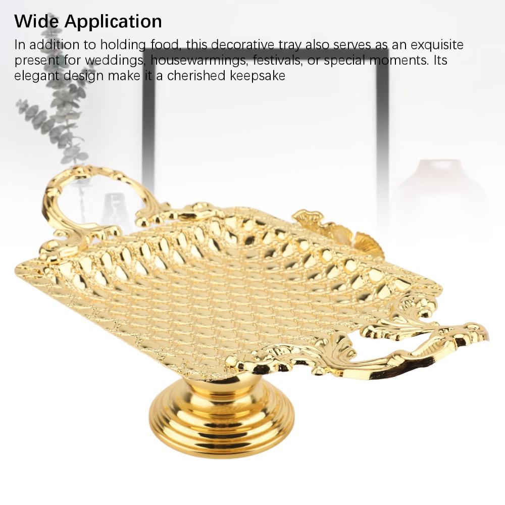 2pcs With Base Handle Dessert Serving Tray Gold Cupcake Display Stand Home Decoration