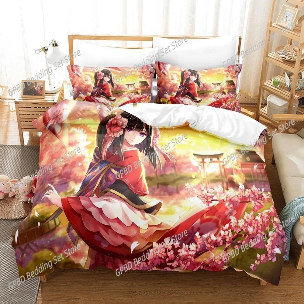 Game Kawaii Girls Onmyoji 3D Bedding Set Duvet Cover Pillowcases Single Twin Full Queen King Size Home Decor Quilt Boys Gift
