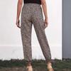 Women's High Waist Drawstring Jogger Pants Relaxed Fit Leopard Print Harem Trousers