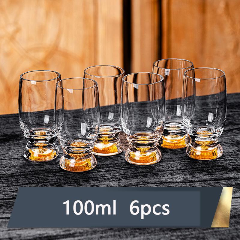 

100 мл хрустальные ликерные бокалы набор из 2/4/6 шт виски водка рюмки бокалы для вина золотистое стекло спиртные напитки сакэ соджу бренди чайная чашка