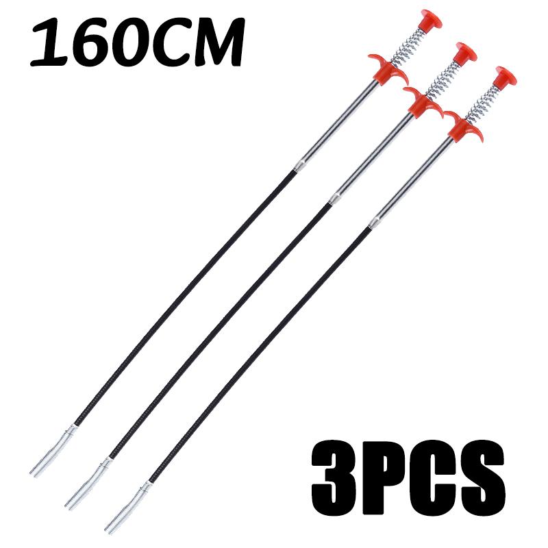 1/3PC 60/90/160cm Multifunctional Spring Pipe Dredge Tool With Grapple Hook Sewer Dredge Pipeline Toilet Kitchen Cleaning Tools
