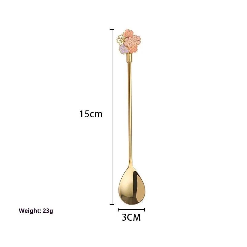 

Stainless Steel Japanese Cherry Blossom Spoon Exquisite Dessert Long Handled Ice Spoon Household Bird s Nest Mixing Spoon