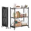 DEWEL Folding Microwave Rack with Steel Microwave 25kg Weight Capacity Per Storage Unit for Rice and Clothing 3 Casters, Shelf, Tier, Heavy-Duty,