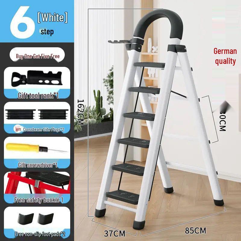 Multi-Functional Telescopic A-Frame Folding Ladder - Thick Carbon Steel Step Ladder for Indoor Use