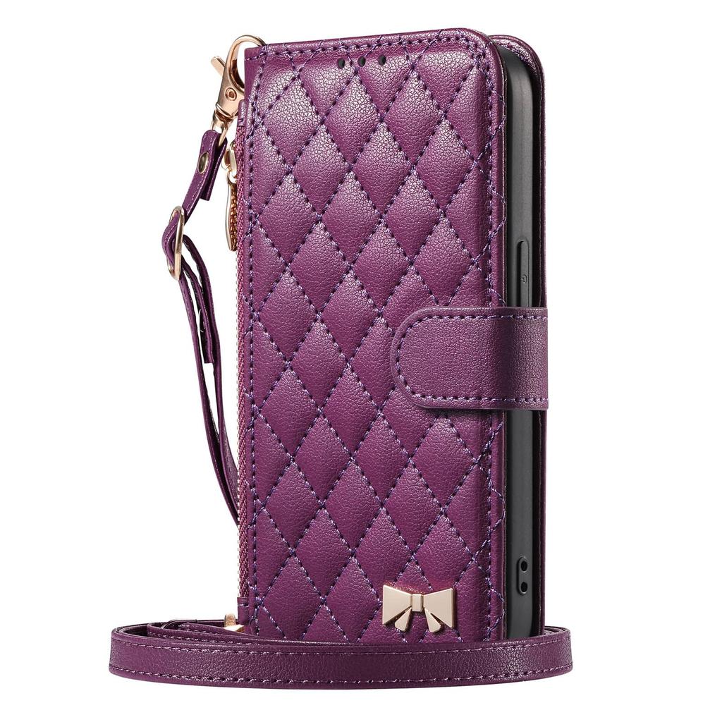 For Samsung Galaxy A57 A56 5G A54 A53 A52 A51 A71 4G A50 A30S Crossbody Wallet Case, Quilted Zip Pocket Card Holder Flip Cover
