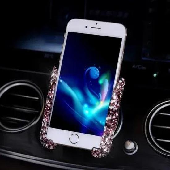 Car Phone Holder Diamond Crystal Car Air Vent Mount Clip Mobile Phone Holder Stand In Auto Bracket Interior Accessories