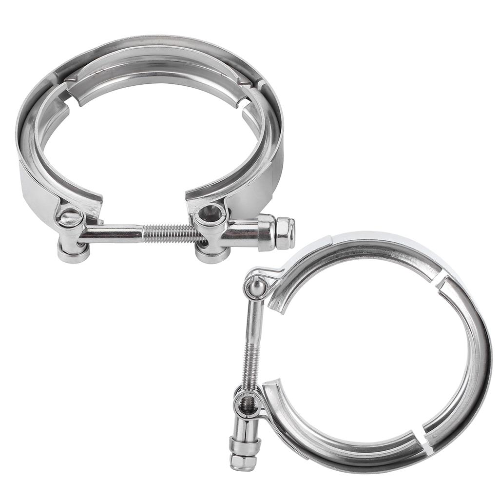 2pcs 3in Turbo Exhaust Pipe Clamp VBand Clip Stainless Steel Auto Accessory
