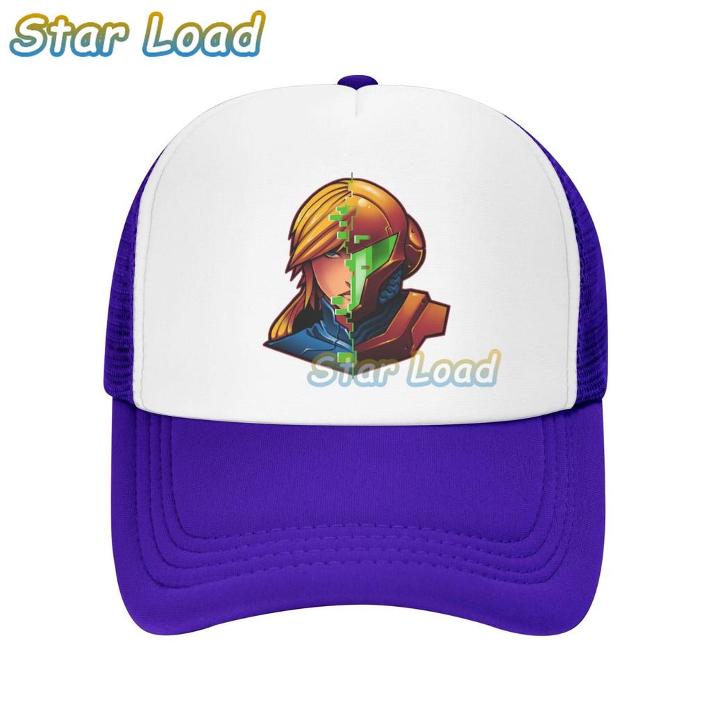 Fashion Cool Baseball Caps Trucker Hats Cowboy Peaked Cap Supre Metroid Logo Samus Action Game Sun Shade Hats for Game Lover