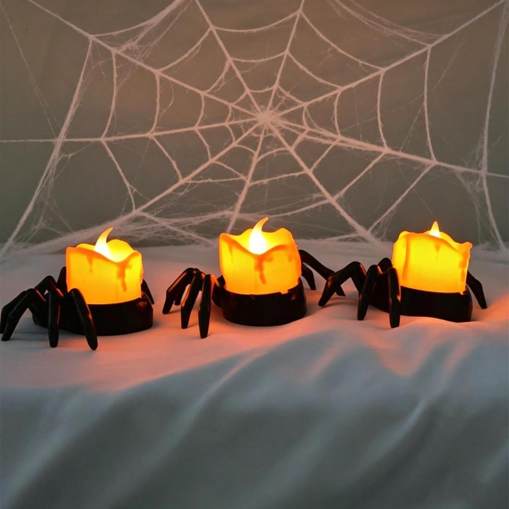 Halloween LED Pumpkin Lantern with Spider Light